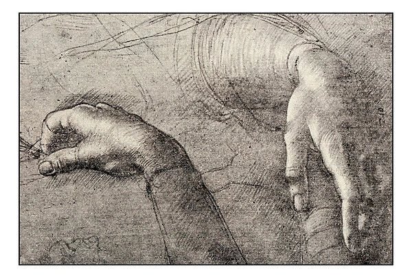 Leonardos sketches and drawings: Hands of Mona Lisa