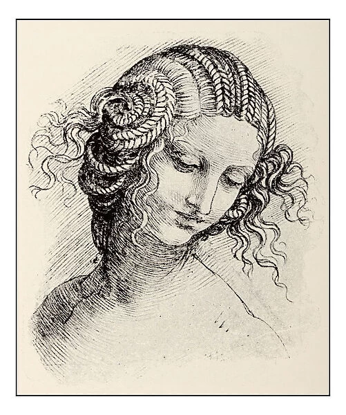 Leonardos sketches and drawings: Leda and the Swan detail