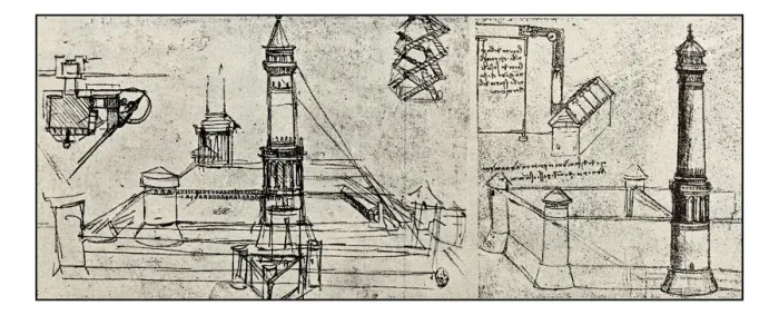 Framed Print : Leonardos sketches and drawings: Lighthouse project Framed Print : Leonardos sketches and drawings: Lighthouse project