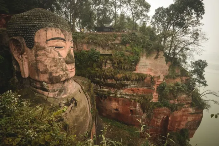 Framed Print : Leshan stone Buddha statue