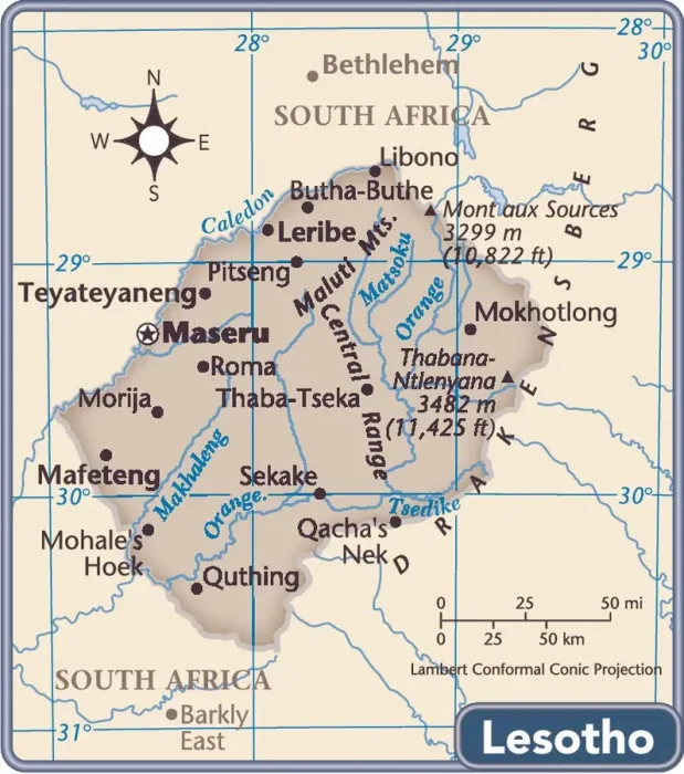 Framed Print : Lesotho country map Framed Print : Lesotho country map