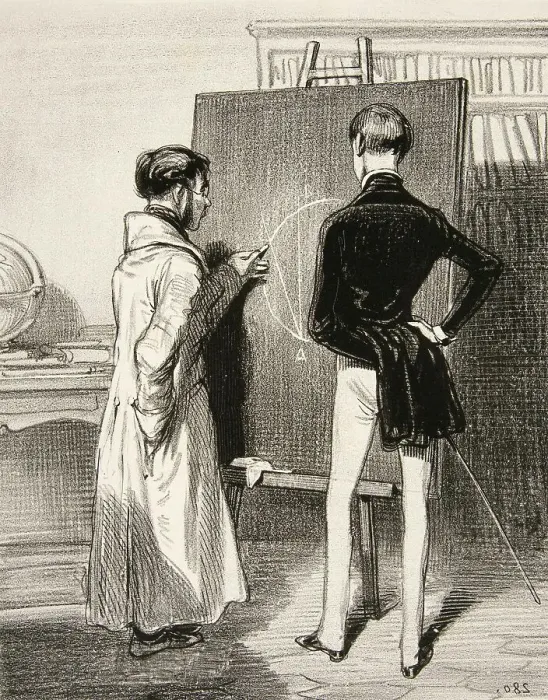 Framed Print : Lesson in geometry on the blackboard, 1865, France, Historic, digitally restored reproduction from a 19th century original Framed Print : Lesson in geometry on the blackboard, 1865, France, Historic, digitally restored reproduction from a 19th century original
