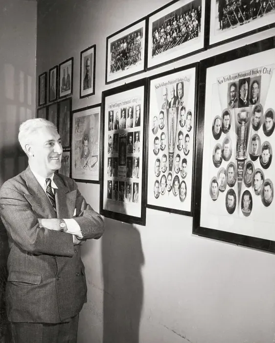 Framed Print : Lester Patrick Admiring Team Portraits Framed Print : Lester Patrick Admiring Team Portraits