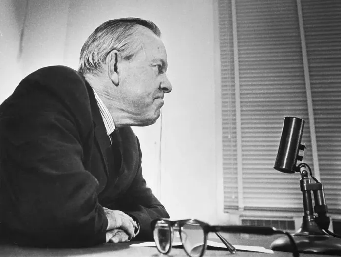 Framed Print : Lester Pearson at News Conference Framed Print : Lester Pearson at News Conference