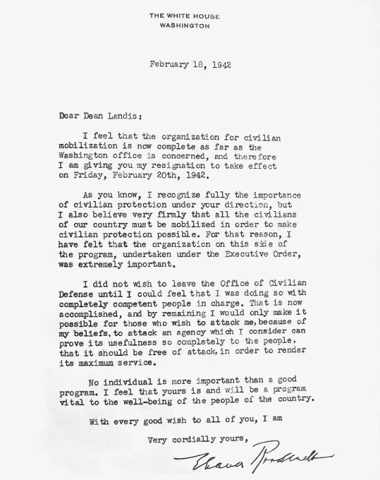 Framed Print : Letter from Eleanor Roosevelt to James Landis Framed Print : Letter from Eleanor Roosevelt to James Landis
