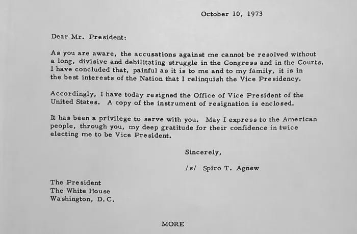 Framed Print : Letter from Spiro Agnew to Richard Nixon Framed Print : Letter from Spiro Agnew to Richard Nixon
