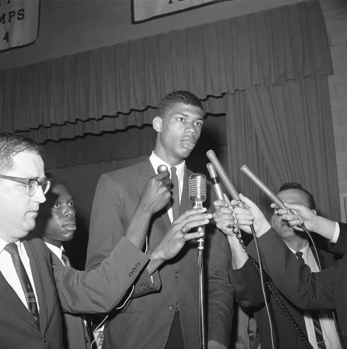 Framed Print : Lew Alcindor Answering Questions Framed Print : Lew Alcindor Answering Questions