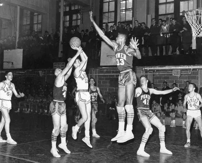 Framed Print : Lew Alcindor Blocking Shot During Basketball Game Framed Print : Lew Alcindor Blocking Shot During Basketball Game