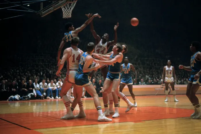 Framed Print : Lew Alcindor Controlling the Ball for a Blocked Shot Framed Print : Lew Alcindor Controlling the Ball for a Blocked Shot