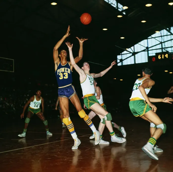 Framed Print : Lew Alcindor Hanging from Basketball Rim Framed Print : Lew Alcindor Hanging from Basketball Rim