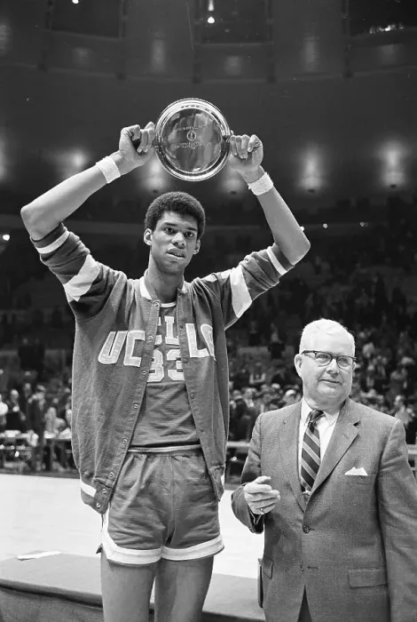 Framed Print : Lew Alcindor Holding MVP Award with John Wooden Framed Print : Lew Alcindor Holding MVP Award with John Wooden