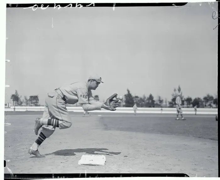 Framed Print : Lew Riggs Catching a Ball at Third Framed Print : Lew Riggs Catching a Ball at Third