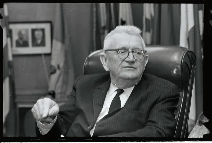 Framed Print : Lewis B. Hershey Sitting at Desk
