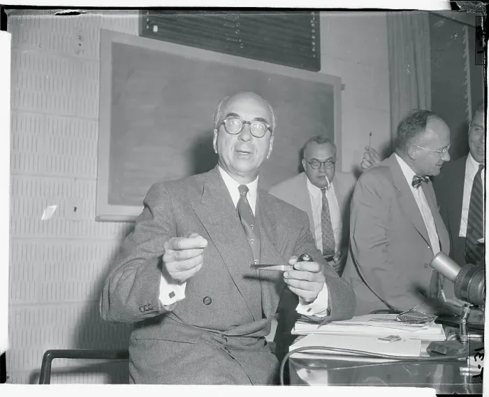 Framed Print : Lewis L Strauss Speaking to Newsmen Framed Print : Lewis L Strauss Speaking to Newsmen