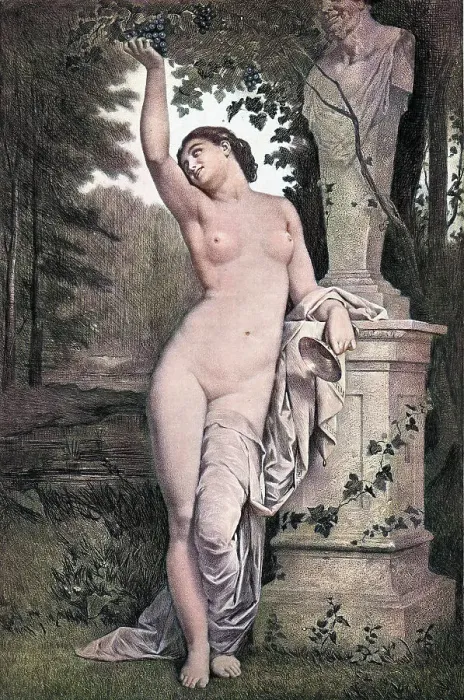 Framed Print : Libations to Pan, Young woman reaching for bunch of grapes, Mythology, 19th Century art Framed Print : Libations to Pan, Young woman reaching for bunch of grapes, Mythology, 19th Century art