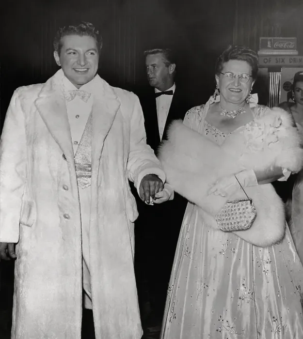 Framed Print : Liberace Escorting His Mother into Theater Framed Print : Liberace Escorting His Mother into Theater