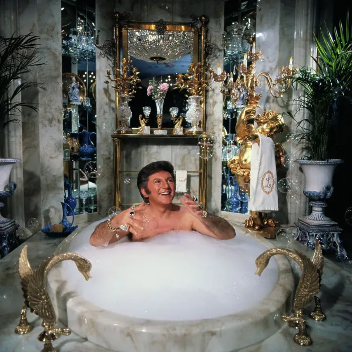 Framed Print : Liberace Taking a Bubble Bath