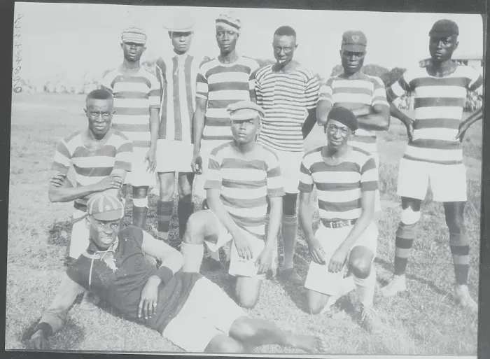 Framed Print : Liberian Football Team Posing Together Framed Print : Liberian Football Team Posing Together