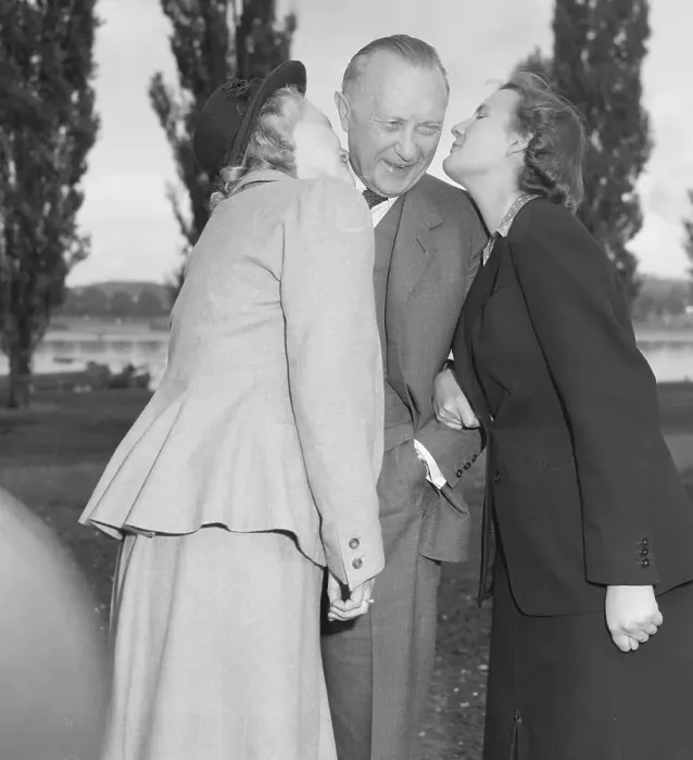Framed Print : Libet and Lotte Adenauer Kissing Their Father Framed Print : Libet and Lotte Adenauer Kissing Their Father