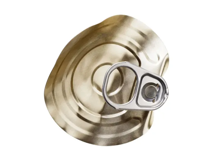 Framed Print : Lid and opening tab of a steel can