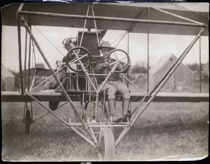 Framed Print : Lieutenant Geiger Sitting in Cockpit of Plane Framed Print : Lieutenant Geiger Sitting in Cockpit of Plane