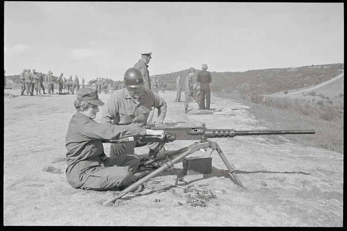 Framed Print : Lieutenant Hamilton Firing Machine Gun Framed Print : Lieutenant Hamilton Firing Machine Gun