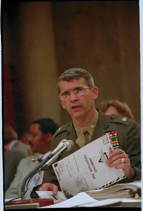 Framed Print : Lieutenant Oliver North at Iran Contra Hearings Framed Print : Lieutenant Oliver North at Iran Contra Hearings
