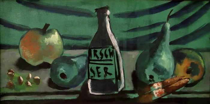 Framed Print : Still Life With Apple And Pear (Still Life With Kirsch Bottle) Framed Print : Still Life With Apple And Pear (Still Life With Kirsch Bottle)