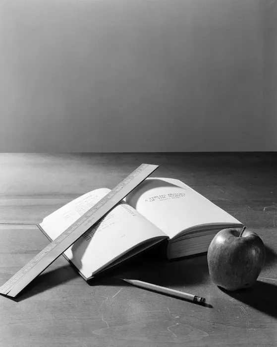 Framed Print : Still Life Composition Of A Ruller Textbook Number