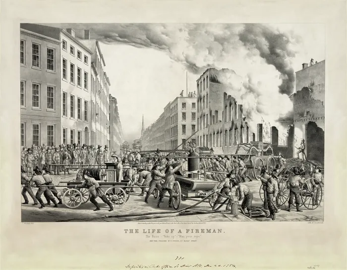 Framed Print : The life of a fireman: the ruins--'take up'--'man your rope Framed Print : The life of a fireman: the ruins--'take up'--'man your rope