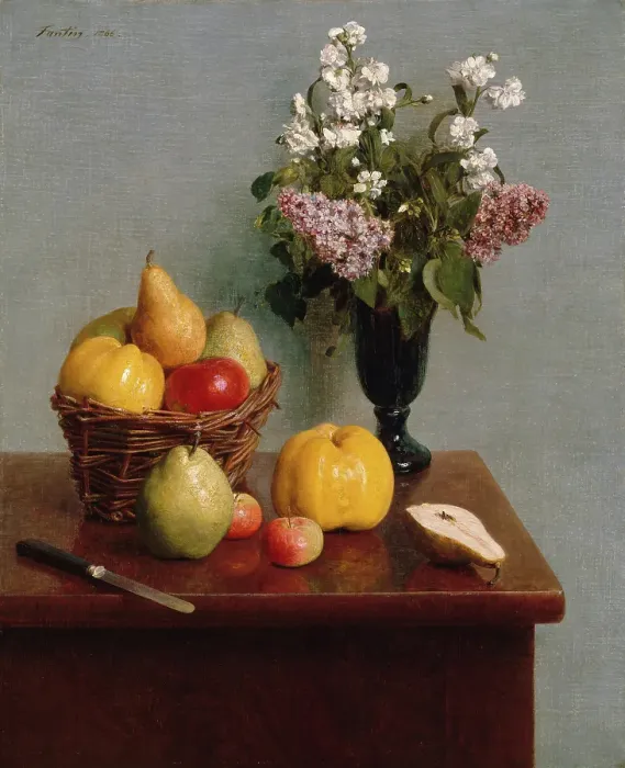 Framed Print : Still Life With Flowers And Fruit Framed Print : Still Life With Flowers And Fruit