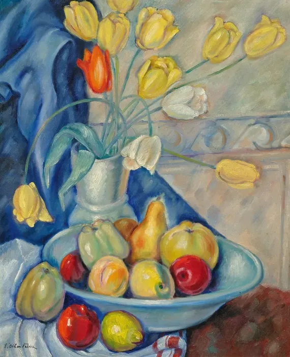 Framed Print : Still Life With Fruits And Tulips Framed Print : Still Life With Fruits And Tulips