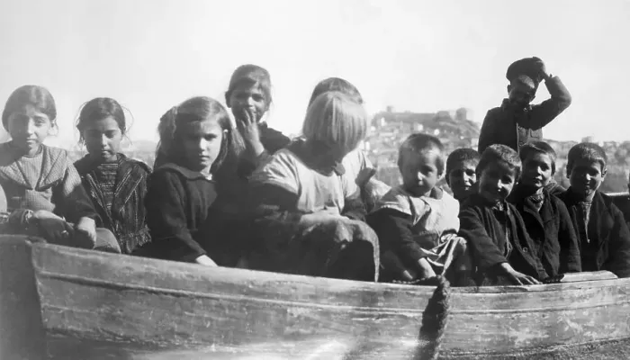 Framed Print : Lifeboat With Greek And Armenian Orphans Framed Print : Lifeboat With Greek And Armenian Orphans