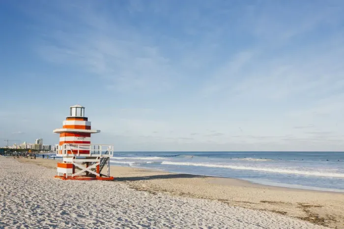 Framed Print : Lifeguard hut stylized as lighthouse in South Beach, Miami, Florida, USA Framed Print : Lifeguard hut stylized as lighthouse in South Beach, Miami, Florida, USA