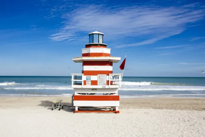 Framed Print : Lifeguard hut stylized as lighthouse in South Beach, Miami, Florida, USA Framed Print : Lifeguard hut stylized as lighthouse in South Beach, Miami, Florida, USA