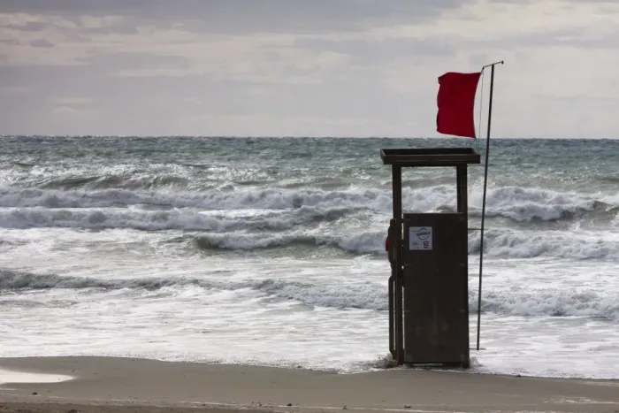 Framed Print : Lifeguard watch tower on the beach of Playa TorAzAa with a red Flag and waves, Peguera, Majorca, Balearic Islands, Spain, Europe Framed Print : Lifeguard watch tower on the beach of Playa TorAzAa with a red Flag and waves, Peguera, Majorca, Balearic Islands, Spain, Europe