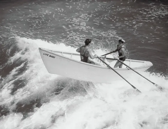 Framed Print : Lifeguards in Boat Framed Print : Lifeguards in Boat