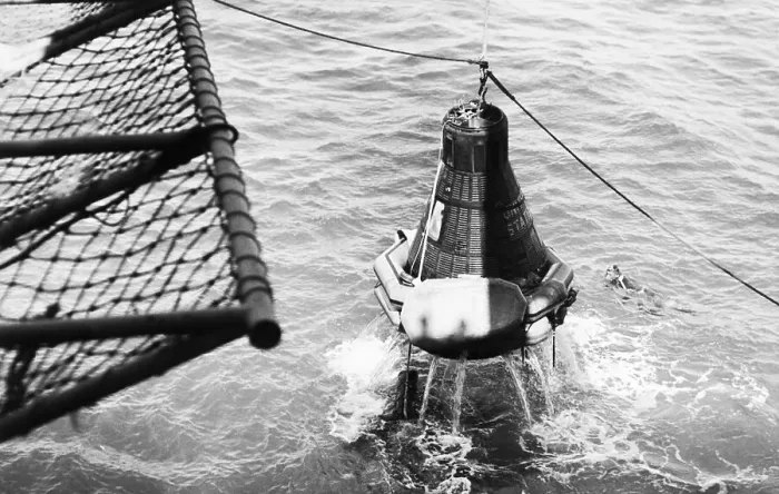 Framed Print : Lifting Sigma Capsule From Ocean To Ship Framed Print : Lifting Sigma Capsule From Ocean To Ship