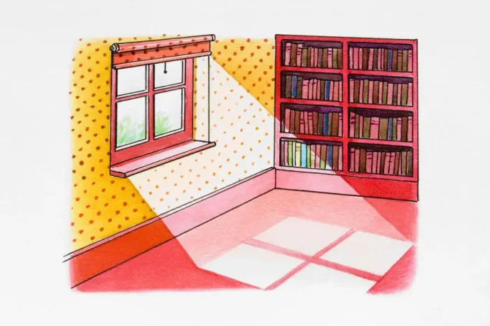 Framed Print : Light falling through window into room, bookshelf Framed Print : Light falling through window into room, bookshelf