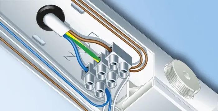 Framed Print : Light fitting with fixed terminals, close-up Framed Print : Light fitting with fixed terminals, close-up