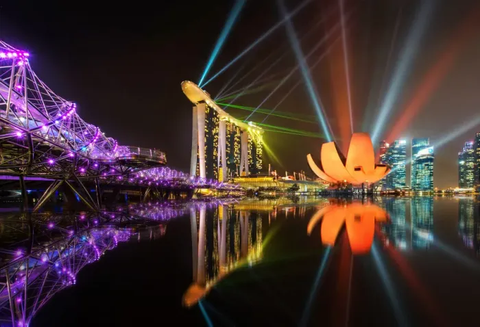 Framed Print : Light show at Marina bay Framed Print : Light show at Marina bay
