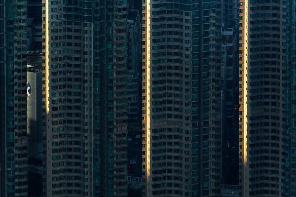 light and shadow of hongkong residential building