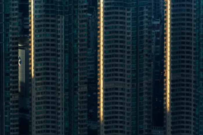 Framed Print : light and shadow of hongkong residential building Framed Print : light and shadow of hongkong residential building