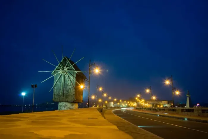 Framed Print : Light trails near Nessebar old Mill Framed Print : Light trails near Nessebar old Mill