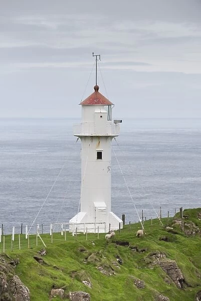 Lighthouse, Akraberg, the southernmost point of Suouroy, Faroe Islands, Denmark
