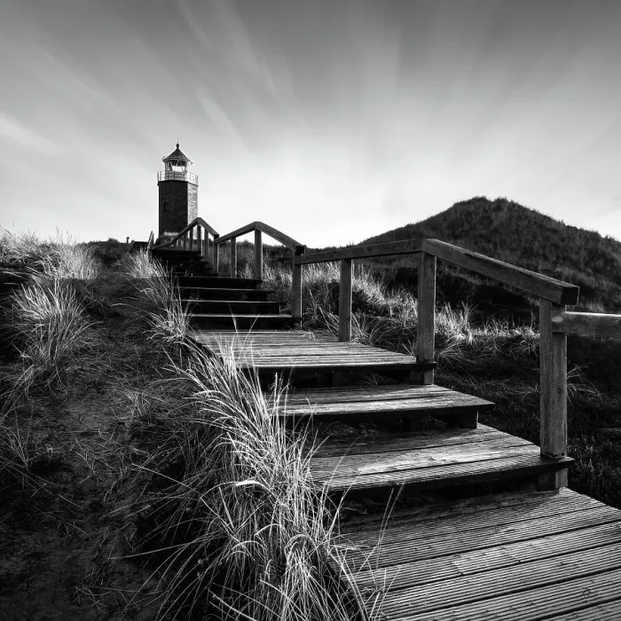 Framed Print : Lighthouse cross light in black and white near Kampen on Sylt, Germany Framed Print : Lighthouse cross light in black and white near Kampen on Sylt, Germany