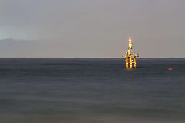 Lighthouse at the Horn outdoor pool, Lake Constance, Konstanz, Baden-Wuerttemberg, Germany