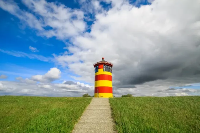 Framed Print : Lighthouse at Pilsum, Lower Saxony, Germany Framed Print : Lighthouse at Pilsum, Lower Saxony, Germany