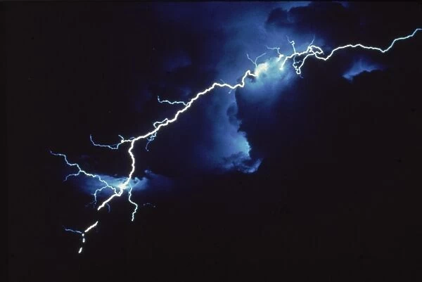 Lightning. View of intercloud lightning at night, late Twentieth Century