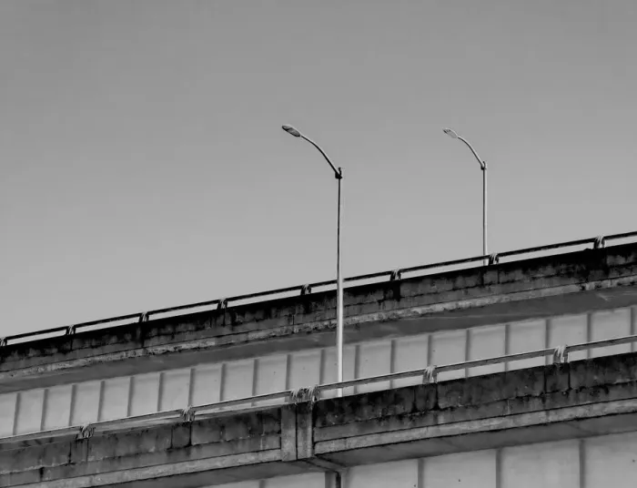 Framed Print : Lightway. A black and white photo of a pair of highway lights on I-205 Framed Print : Lightway. A black and white photo of a pair of highway lights on I-205